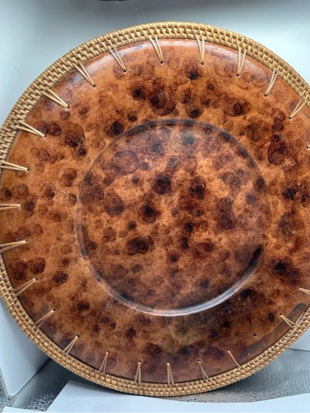 Pier 1 Rustic Brown Leather-Look Charger Plate - Set of 4 discontinued.